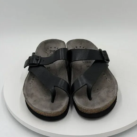 Mephisto Womens Helen Plus Sandal Size 36 US 6 Black Nubuck Leather Thong Slide - Picture 3 of 8